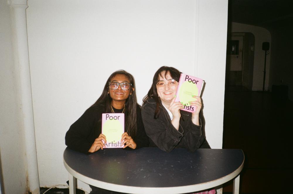 gab and zarina smiling at the ica event for their book poor artists