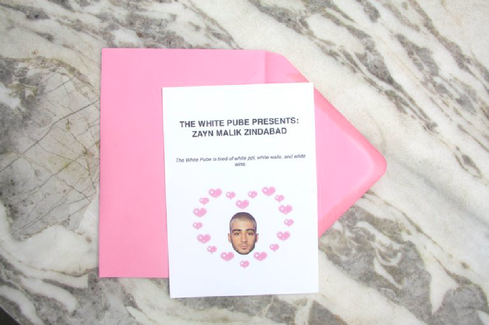 a postcard for twp's film event zayn malik zindabad with a pink envelope