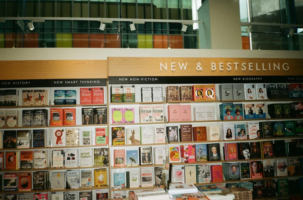 poor artists in the new and bestelling section at waterstones liverpool