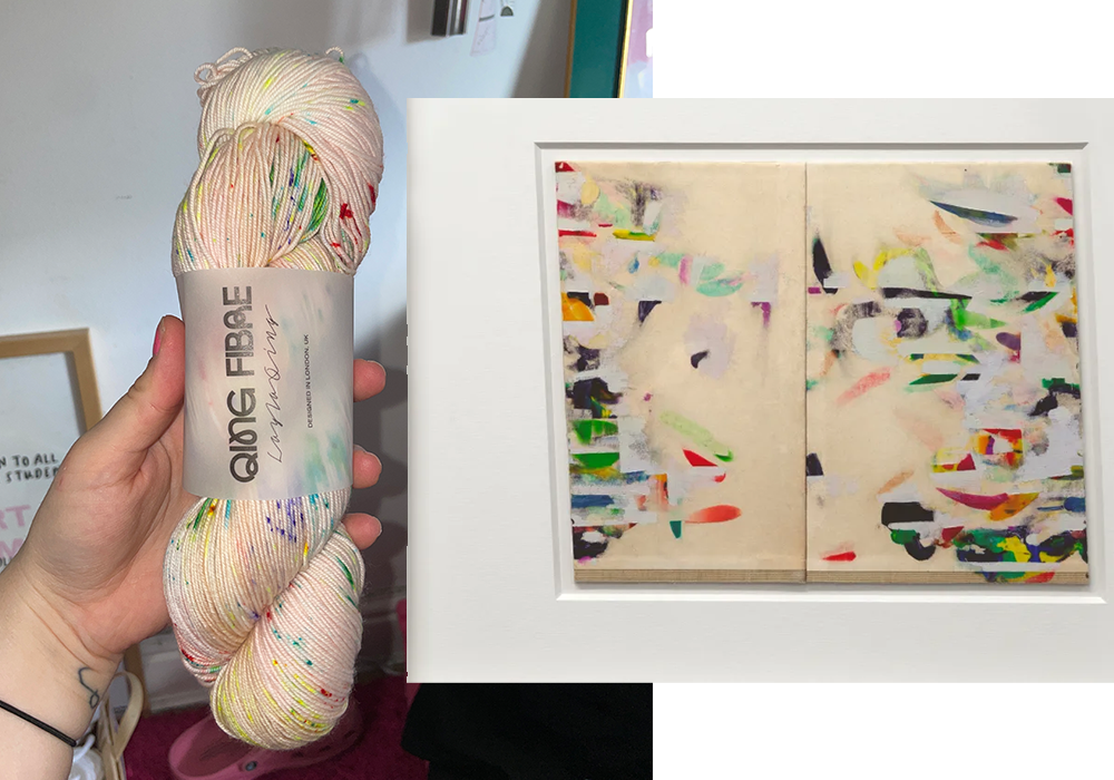 qing fibre's orion yarn compared to the playground by Julie Cockburn