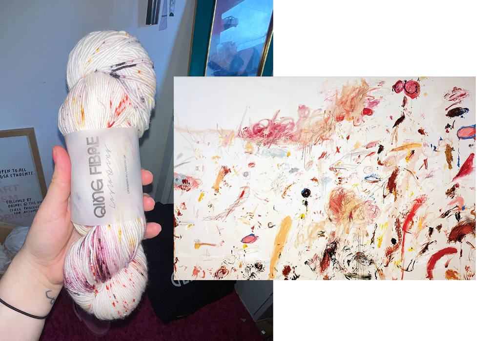 qing fibre's sunflower maze yarn compared to cy twombly's triumph of galatea
