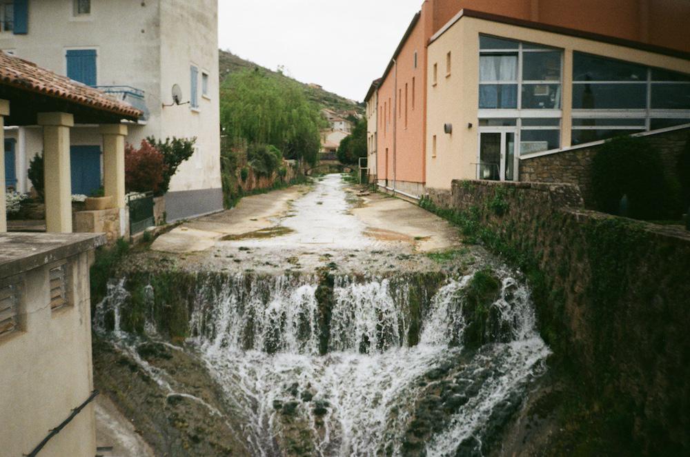 a waterfall in a nearby town