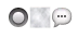 emoji summary of a circle within a circle, a foggy square, and a speech bubble with ellipsis in