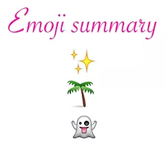 emoji summary of a sparkle, a palm tree, and a ghost