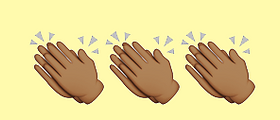 three black emoji hands clapping