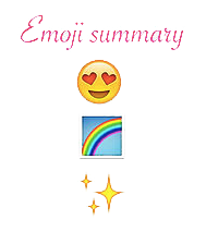 emoji summary of heart eyes, rainbow, sparkle