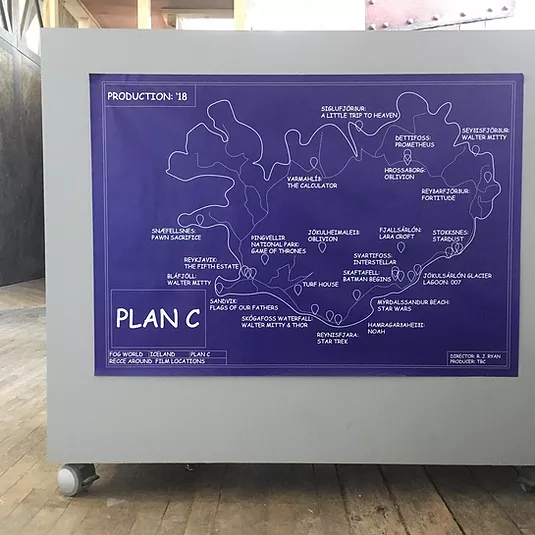 a map of reyjavik that says PLAN C and different places and landmarks are labelled