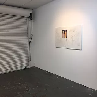two white images on a white wall, sorry the picture is so small it is hard to see what they are of