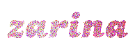 zarina&rsquo;s name in pink glittery font