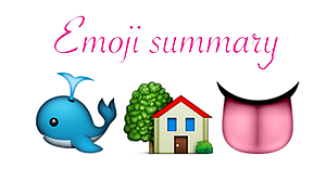 an emoji summary of a whale, a house, and a tongue