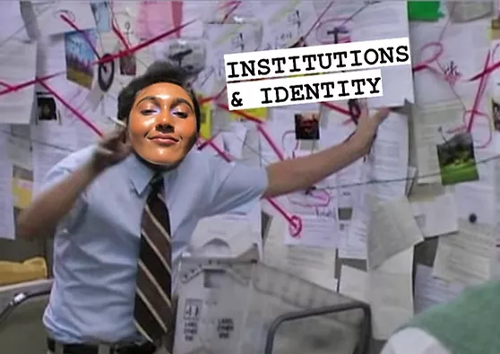 the conspiracy meme of the guy trying to piece everything together except it&rsquo;s zarina&rsquo;s face over his
