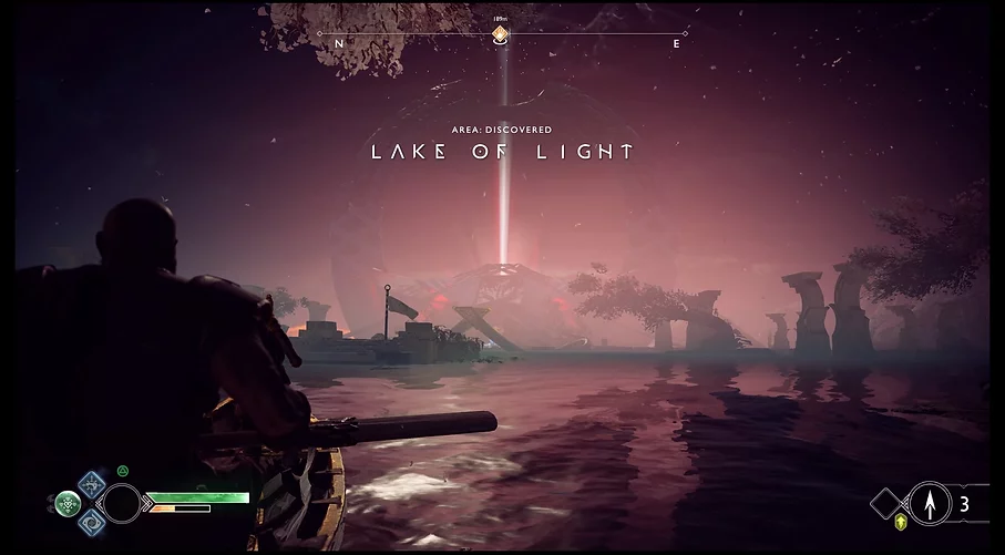 the player discovers a new area, the lake of light, a vast watery space full of pink lighting and blossoms