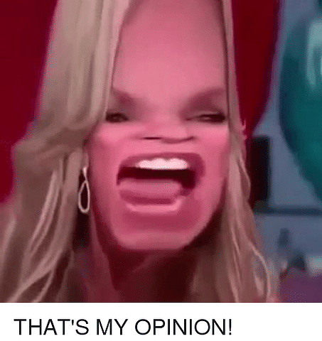 an edited photo of a woman screaming from the vine &lsquo;that&rsquo;s my opinion&rsquo;