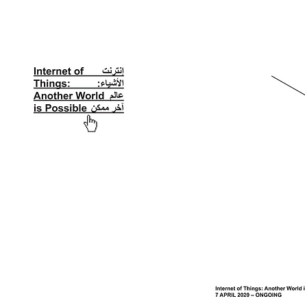 the title page shows the internet of things: another world is possible in english and arabic