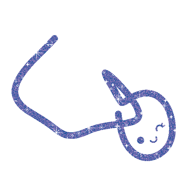 Animated glitter illustration of a pube winking