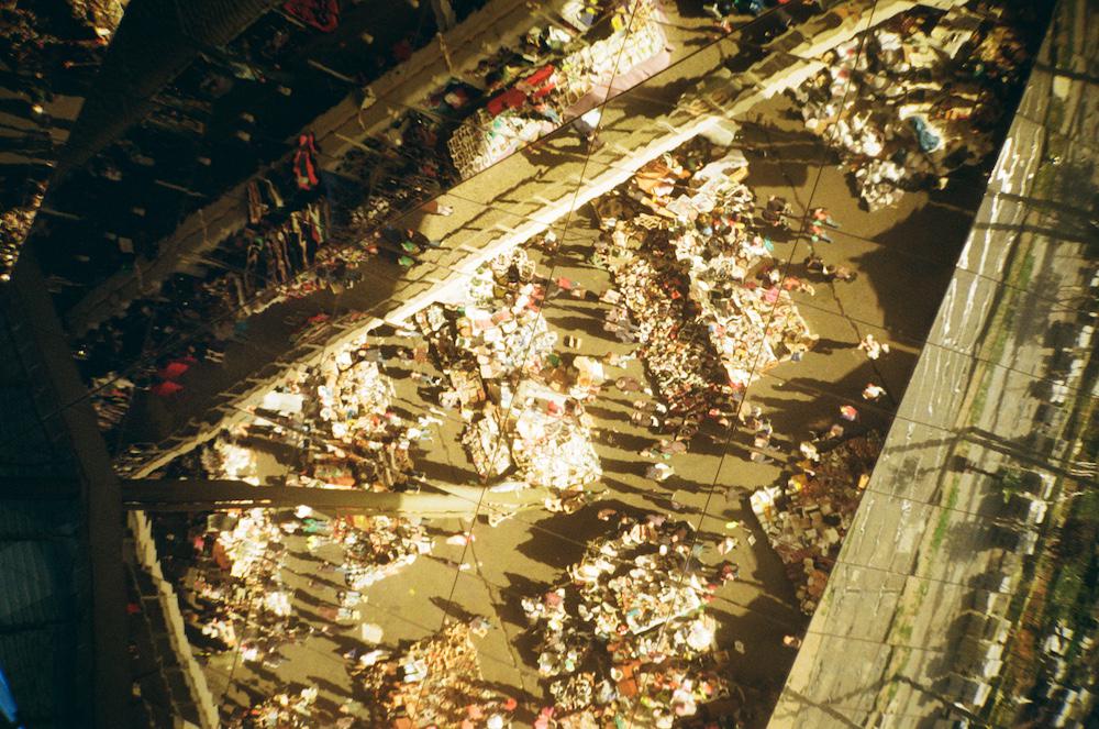 the mirrored ceiling of a flea market in bilbao